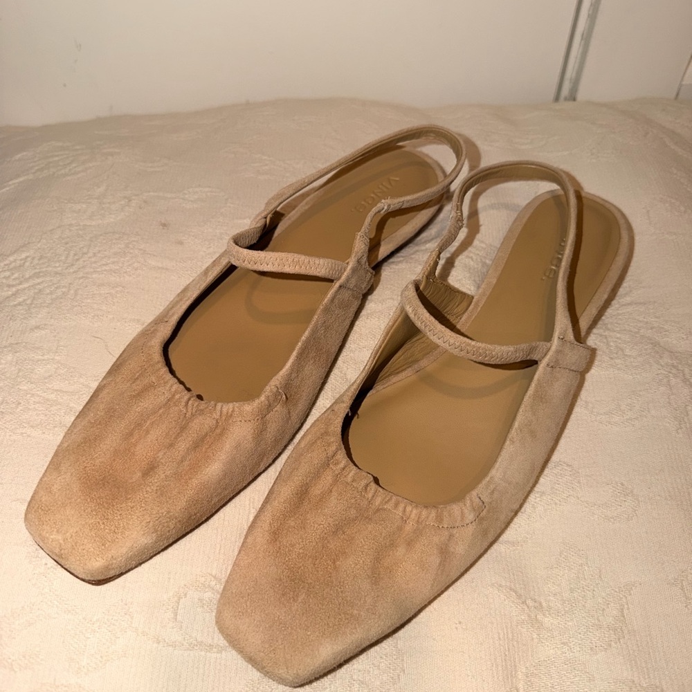 Vince Women's Beige Suede Slingback Flats